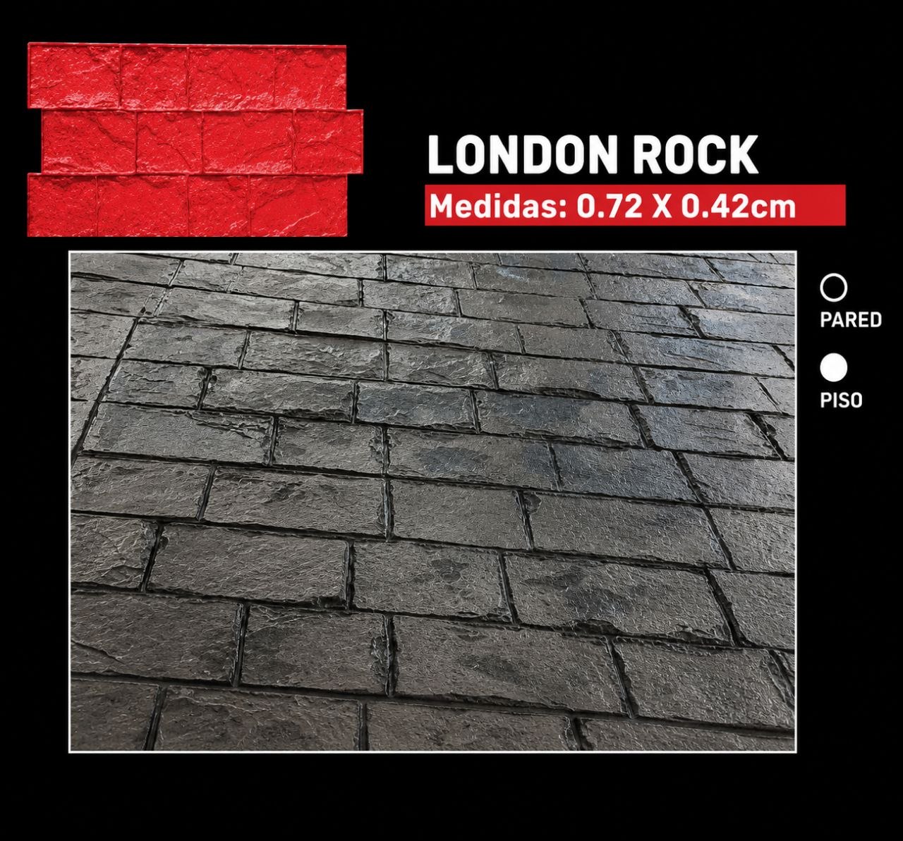 Molde London Rock para concreto estampado
