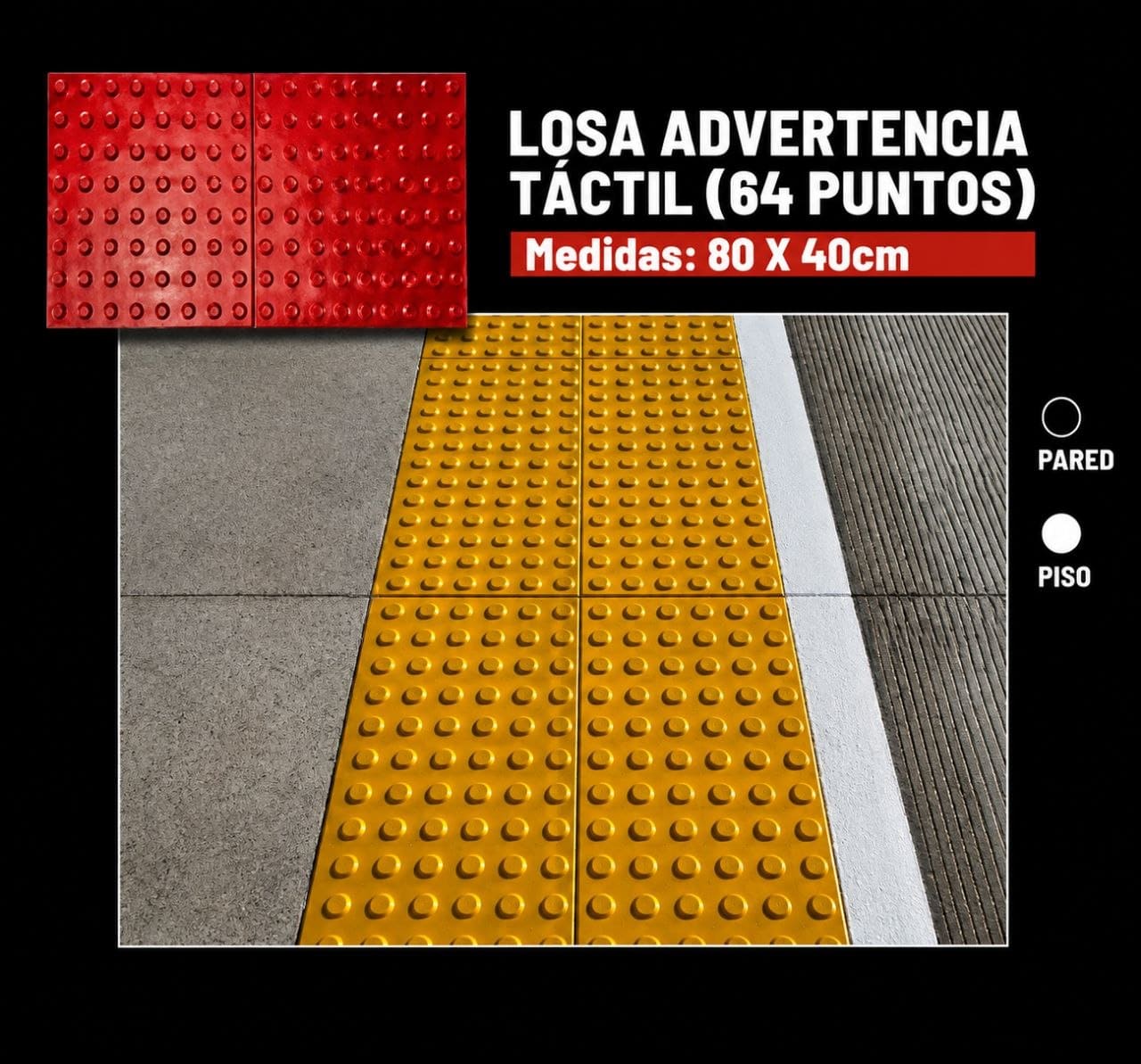 Molde Losa Advertencia Tactil 64 Puntos para concreto estampado