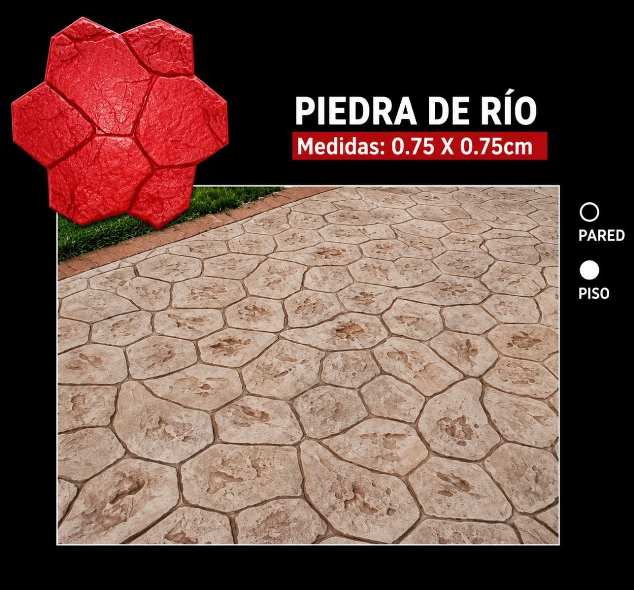 Molde Piedra De Rio para concreto estampado