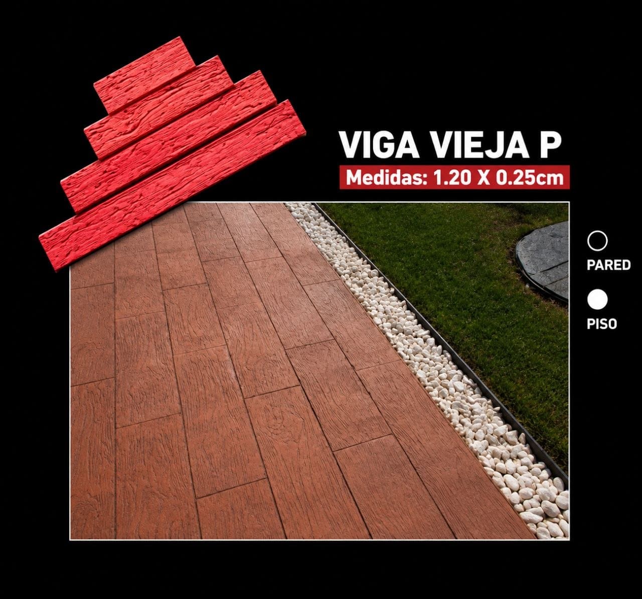 Molde Viga Vieja P para concreto estampado